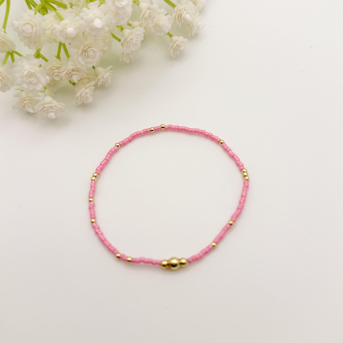 Cotton Candy | 18k gold filled with pink and indigo bracelet stack