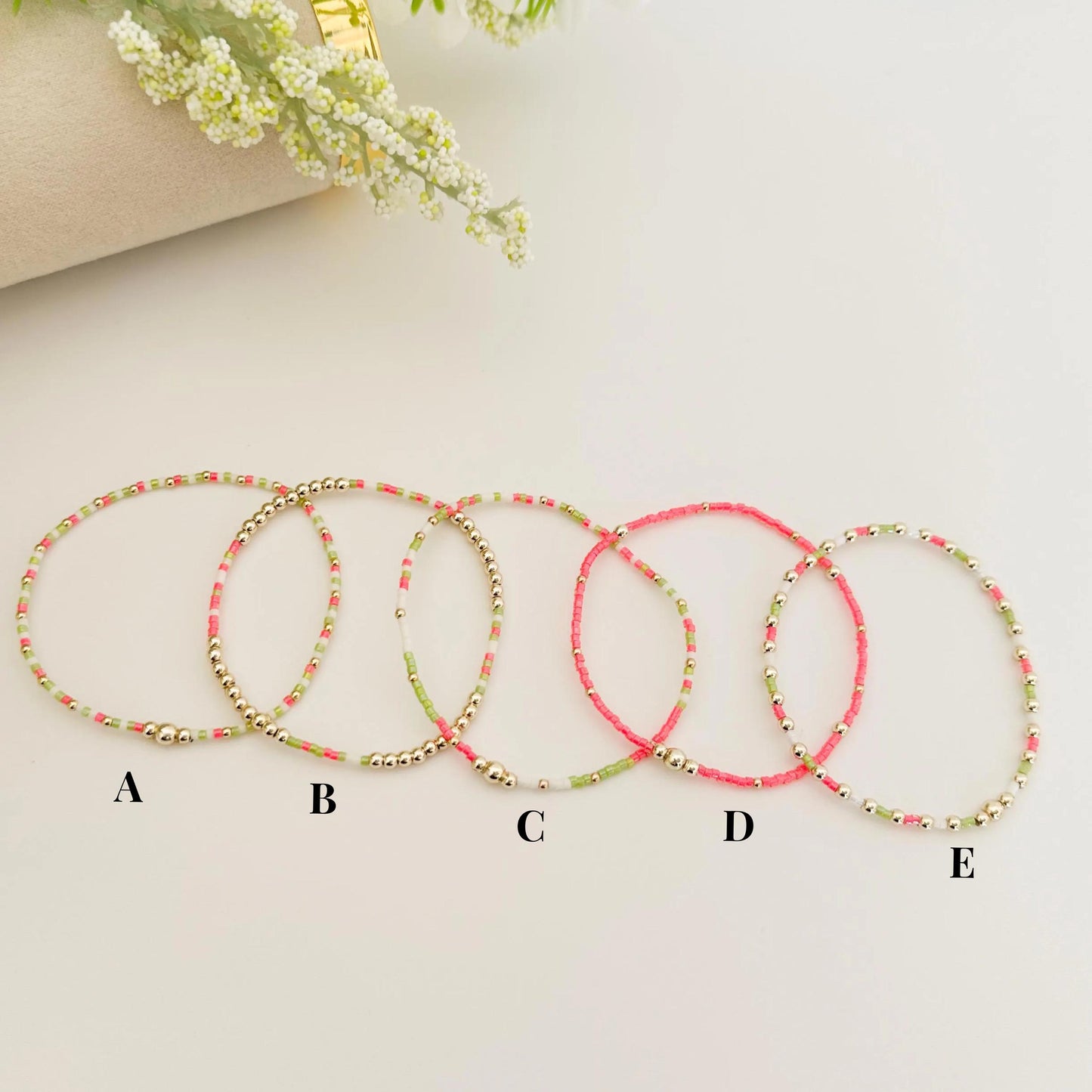 Blossom | 14k gold filled with neon pink and bracelet stack