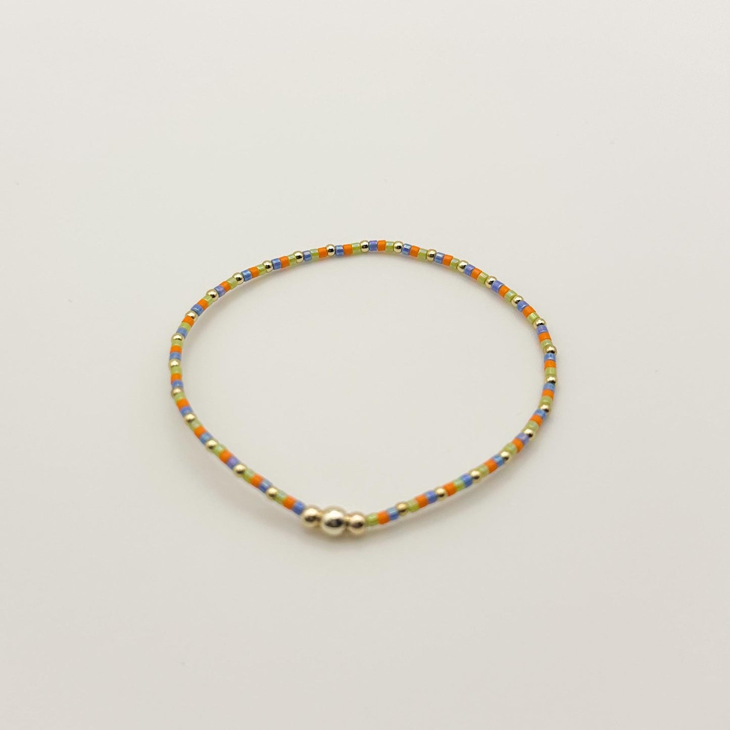 Vacay fun | 14k gold filled with green, blue and orange bracelet stack