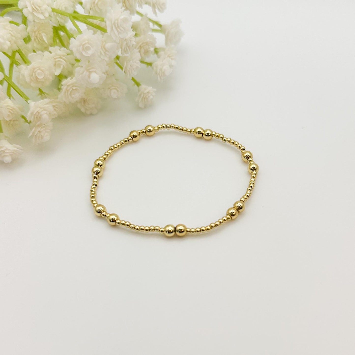 Sunkissed | 18k gold filled with navy, orange & yellow bracelet stack | beaded stretch bracelet | tiny bead bracelet | seed bead bracelets