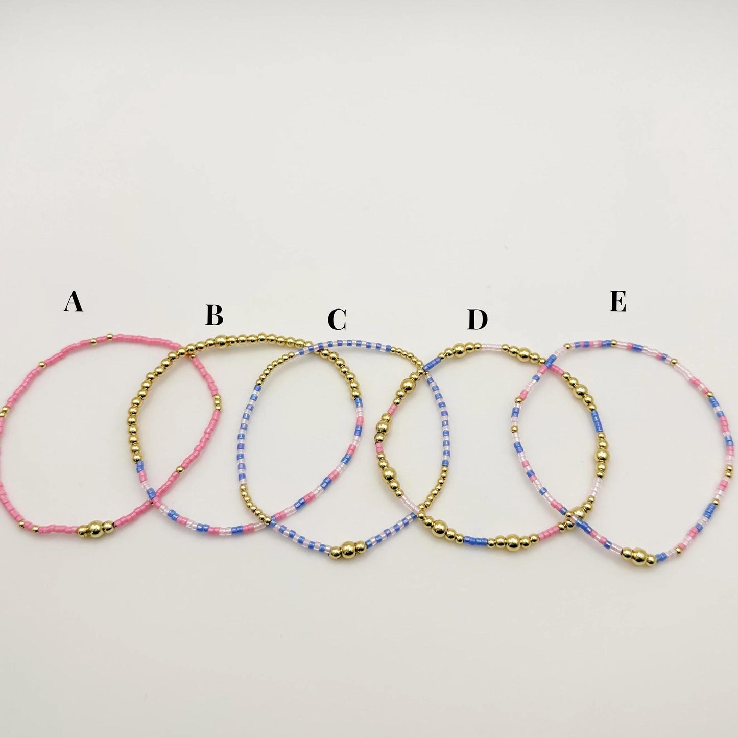 Cotton Candy | 18k gold filled with pink and indigo bracelet stack