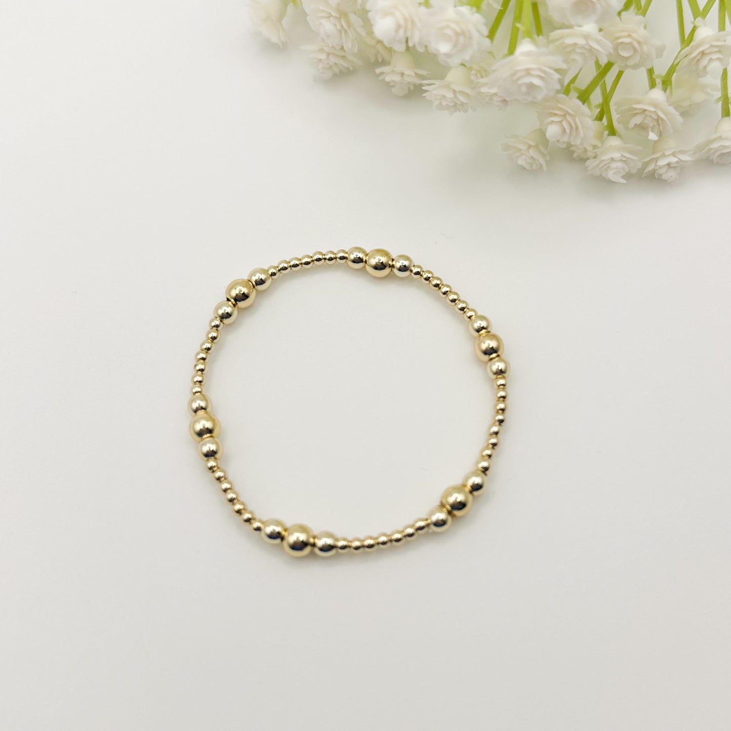 Waves | 14k gold filled with white and blue bracelet stack