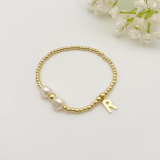 Pearl Initial Bracelet | Gold with Letter