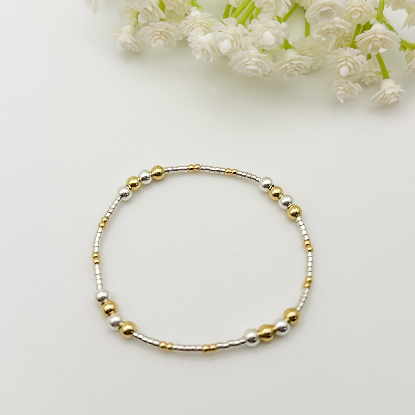 Mixed Metals | 18k gold filled with sterling silver and silver seed beads