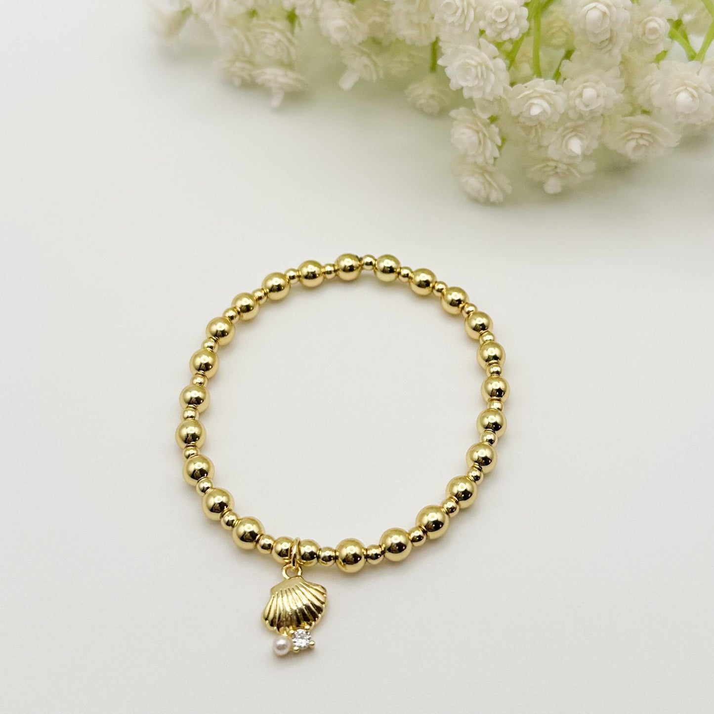 Gold Beaded Cultured Pearl Bracelet Set
