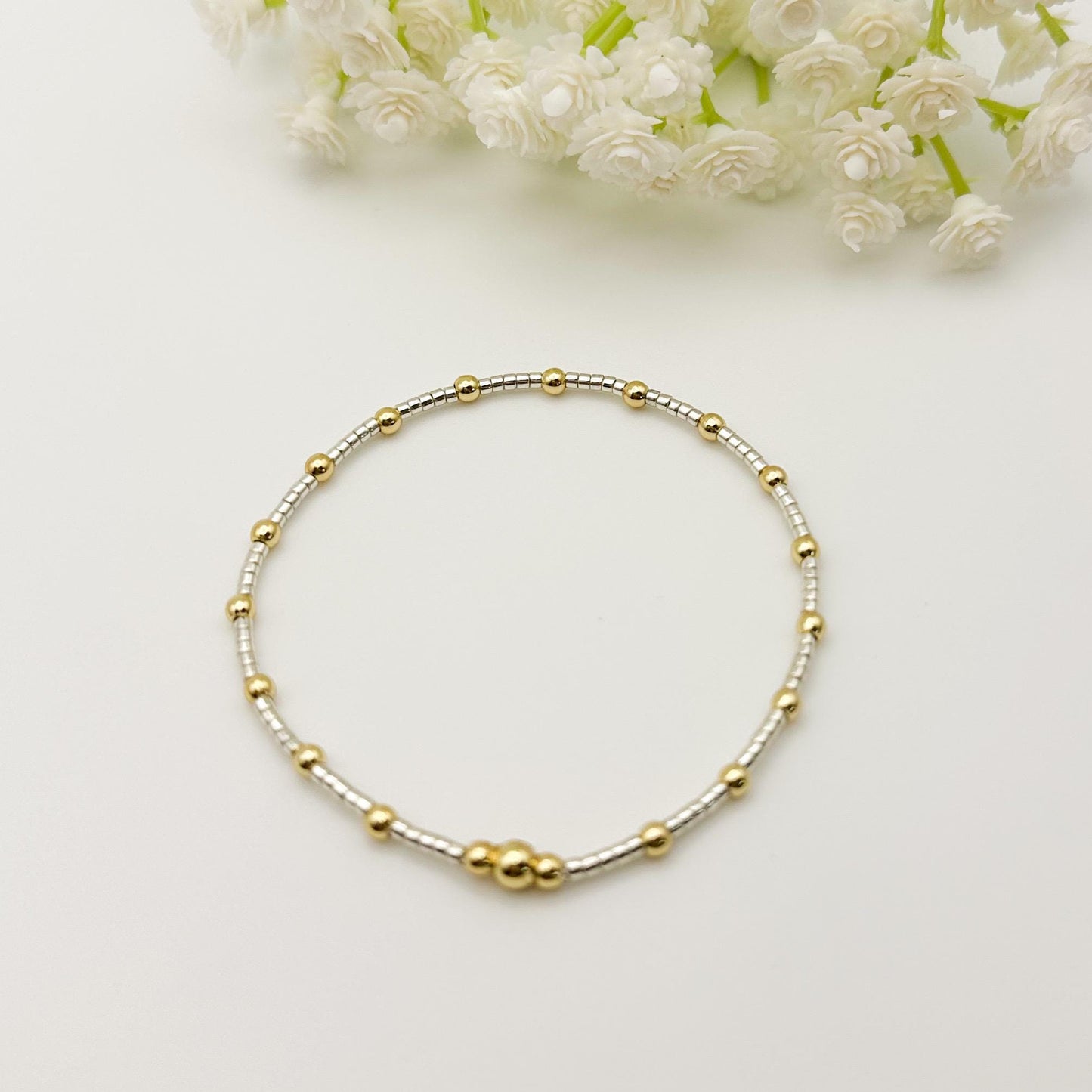 Mixed Metals | 18k gold filled with sterling silver and silver seed beads