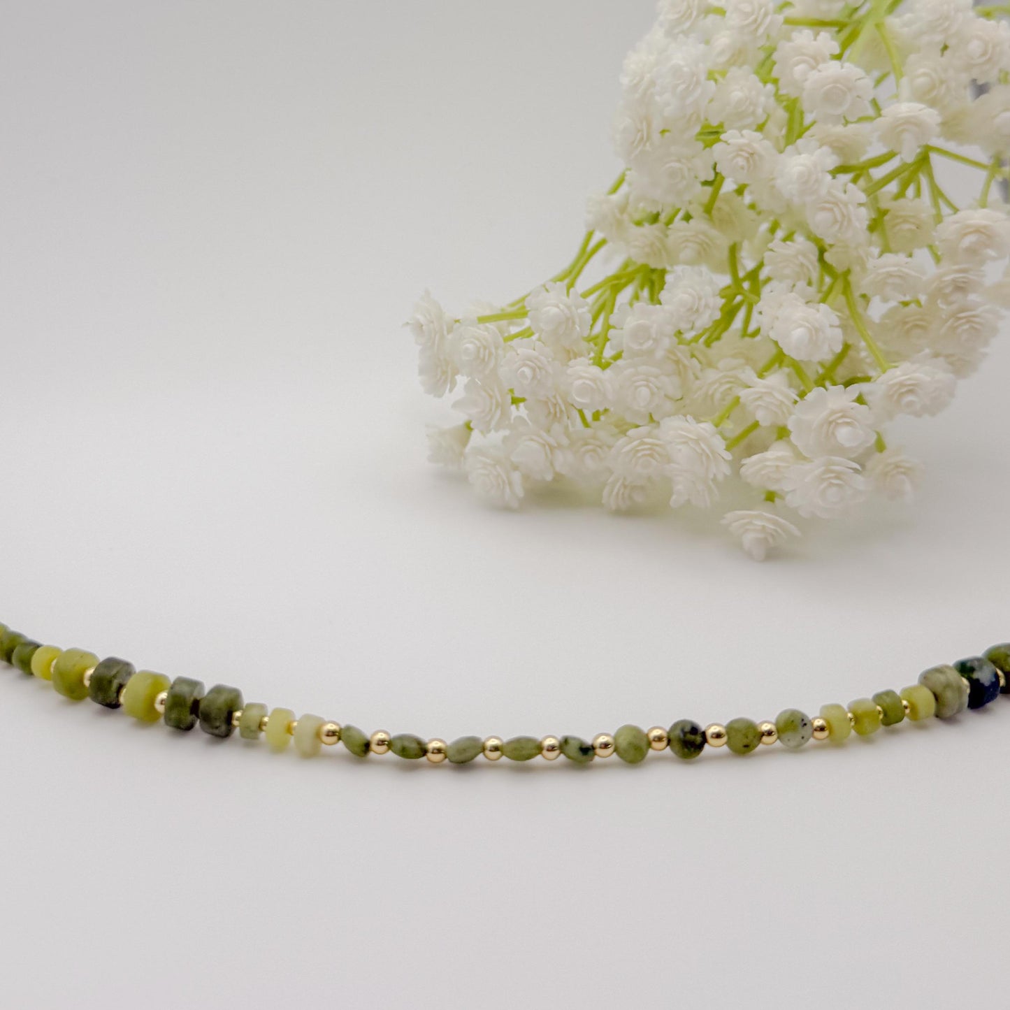 Jade Stone Beaded Necklace | 18k gold filled | Chunky gemstone necklace | beaded necklace | Summer jewelry | gifts | stone | green beads