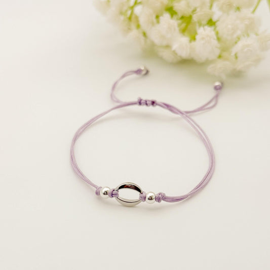 Cord with Oval Connecter Bracelet | 18k gold filled beads | adjustable cord bracelet | silver or gold | navy blue | summer | cord bracelet