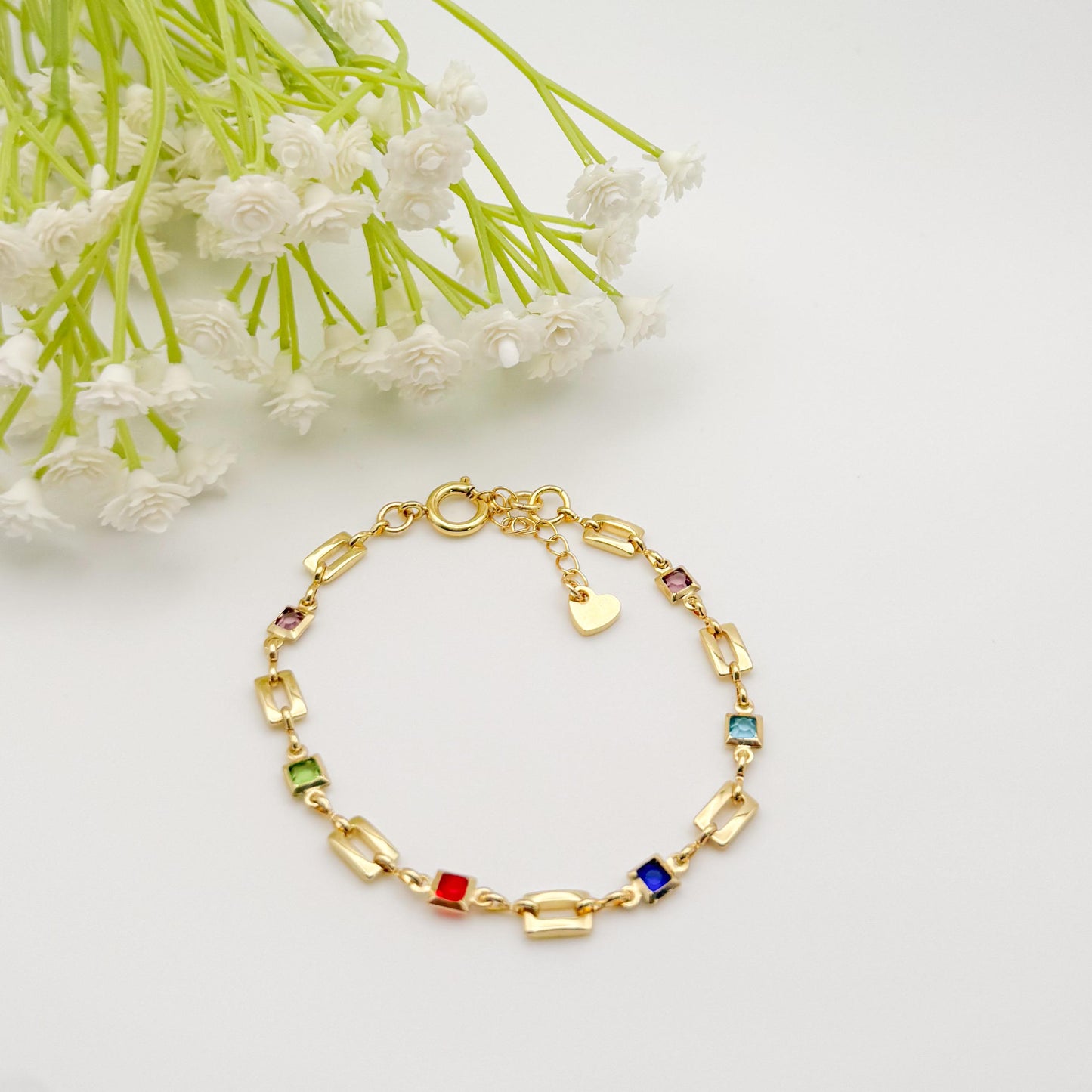 Colored Block Chain Bracelet | 18k gold filled Bracelet | Colored square chain | Dainty Bracelet | summer jewelry | gift for her