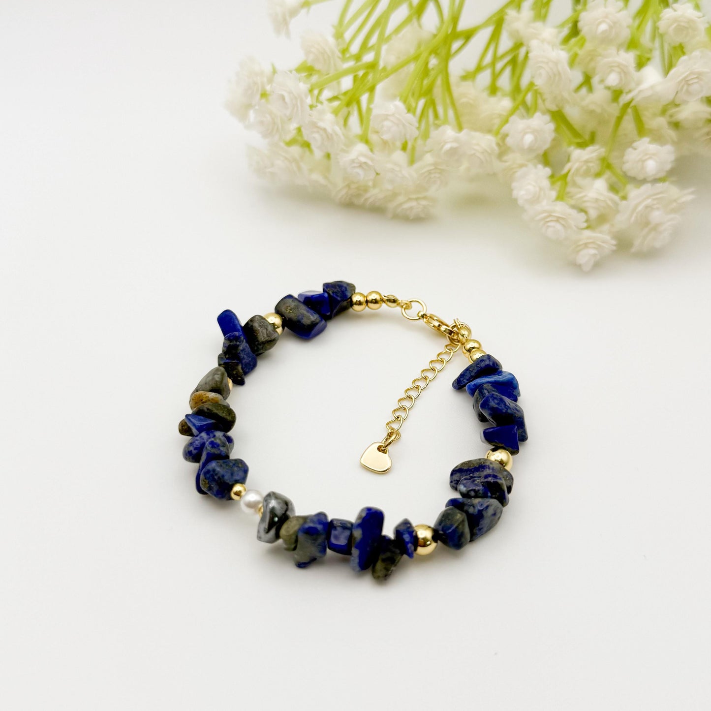 Chunky Rock Gemstone Bracelet | 18k gold filled Bracelet | Gold with Gemstone| Bead Bracelet |Clasp adjustable bracelet| stone beads