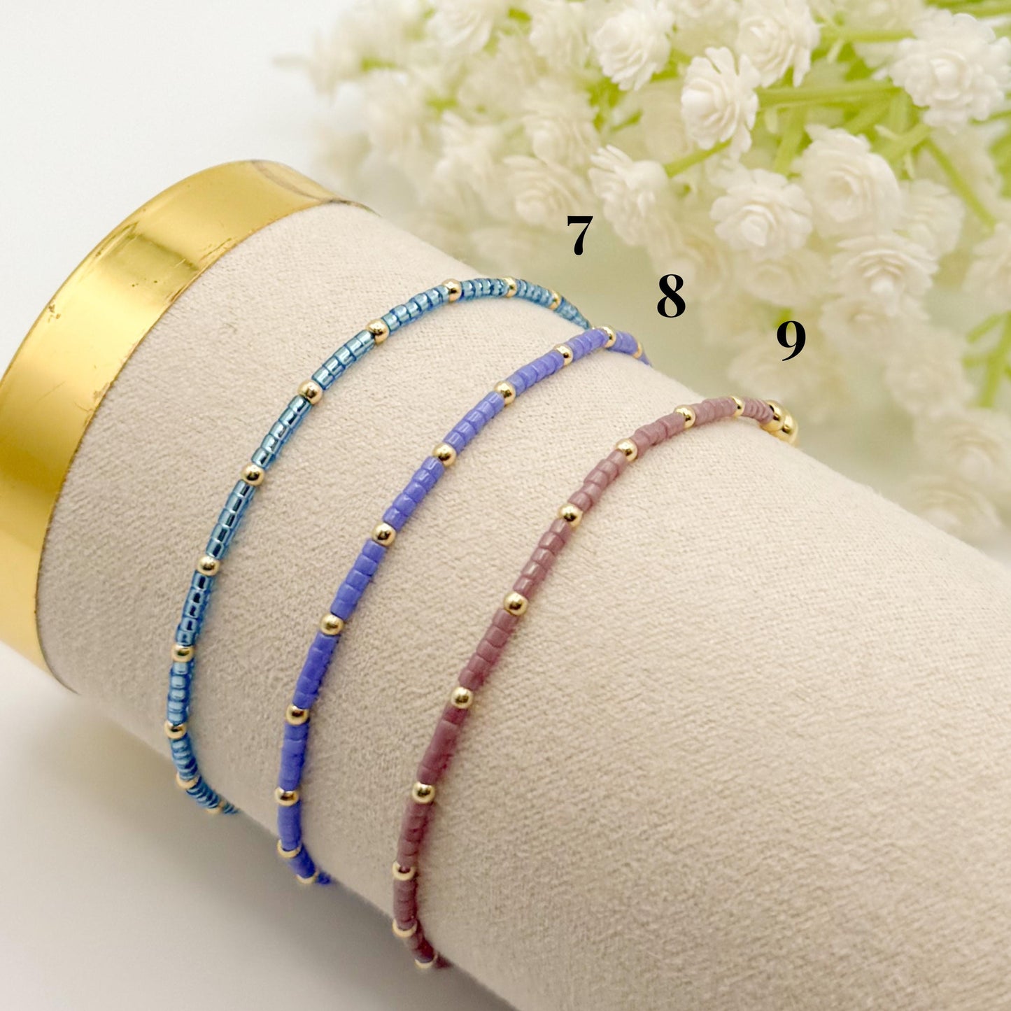 Fall seed bead stacking bracelet | 18k gold filled with colorful tiny beads | beaded stretch bracelet | seed bead | stackable stretch