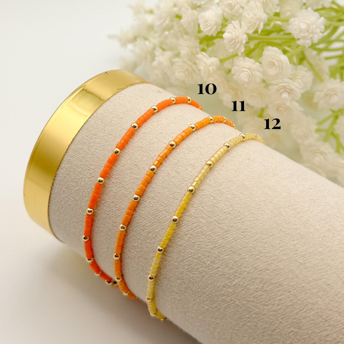 Fall seed bead stacking bracelet | 18k gold filled with colorful tiny beads | beaded stretch bracelet | seed bead | stackable stretch