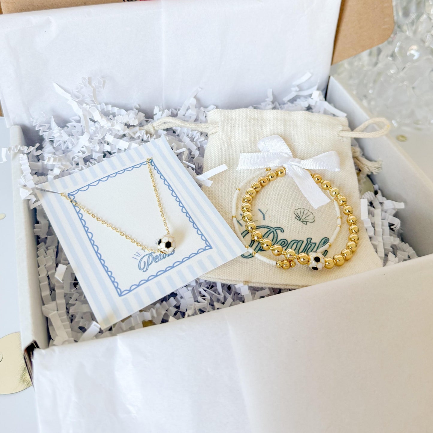 18k Gold Filled Sport Set Gift Box | Beaded Bracelet & Necklace