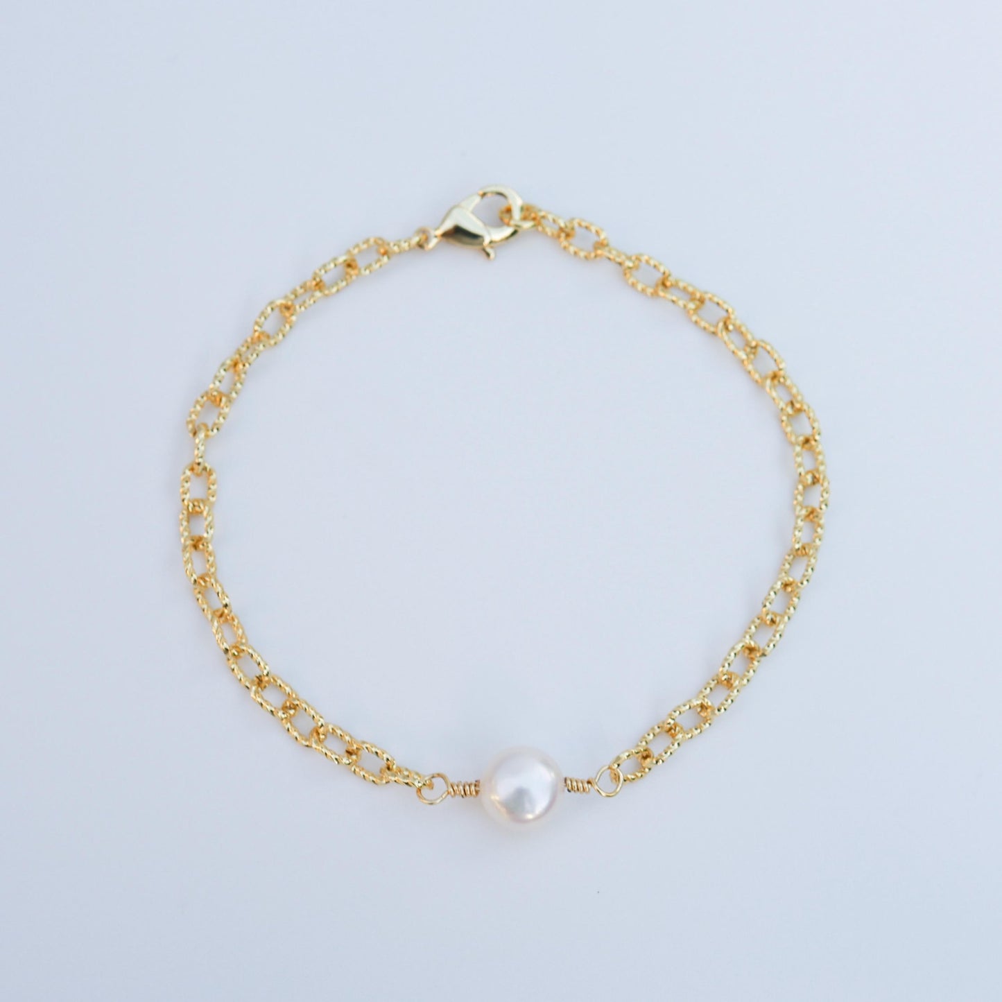 Pearl Chain Bracelet 18k Gold Filled Chain Bracelet , Dainty, Minimalist Jewelry