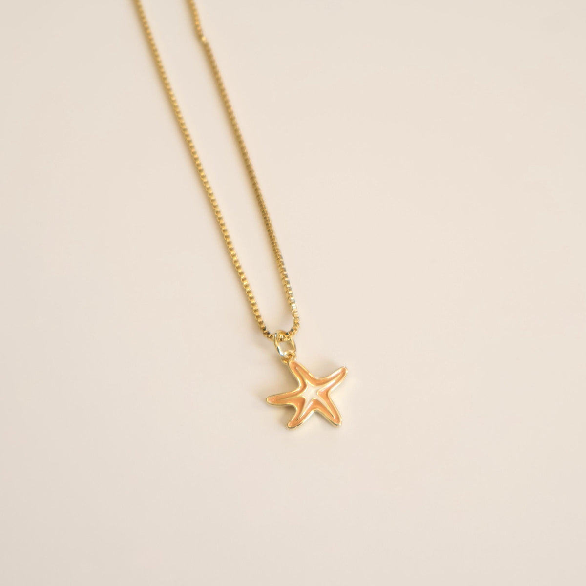 Orange Starfish Necklace | Chain Necklace with Charm