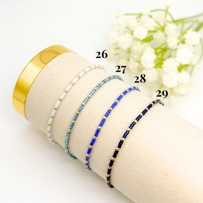 Summer seed bead stacking bracelet | 18k gold filled with colorful tiny beads | beaded stretch bracelet  | seed bead | stackable stretch