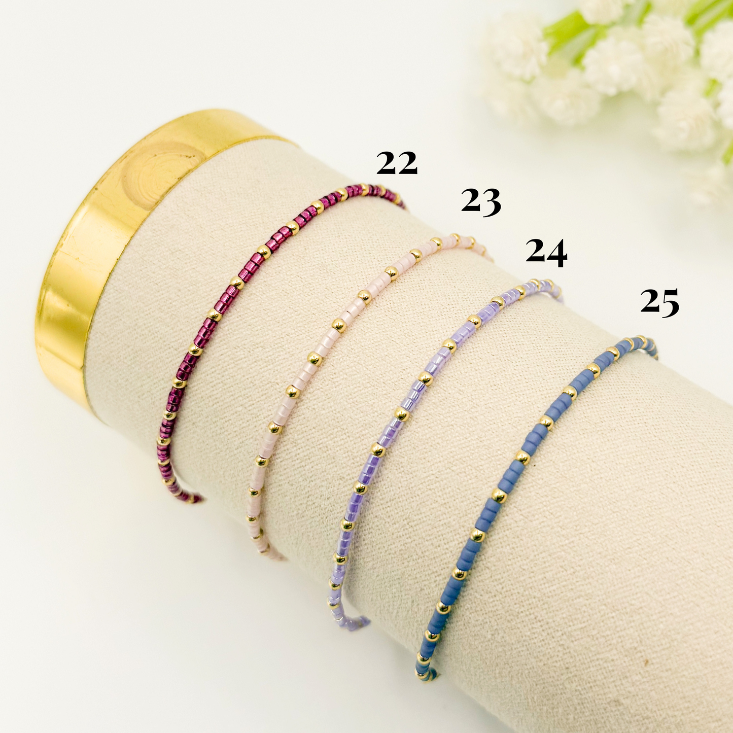 Summer seed bead stacking bracelet | 18k gold filled with colorful tiny beads | beaded stretch bracelet  | seed bead | stackable stretch