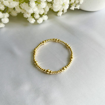 Floral Pink and Gold Bead Bracelet |  18k gold filled with Pink Floral and White Seed Beads| Coquette Bracelets | Bracelet Stack