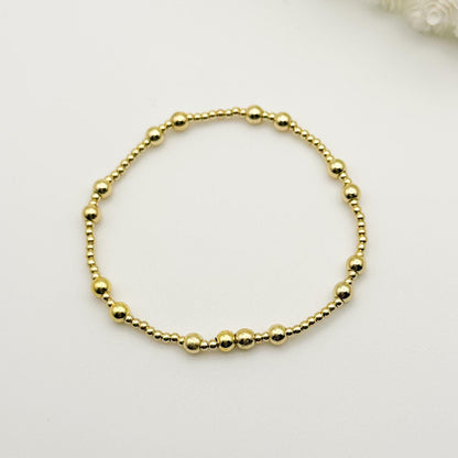 Floral blue and gold bead bracelet/coquette bracelets /gold filled bead/bracelet stack /18k gold filled/gift stack/white/blue delicate beads