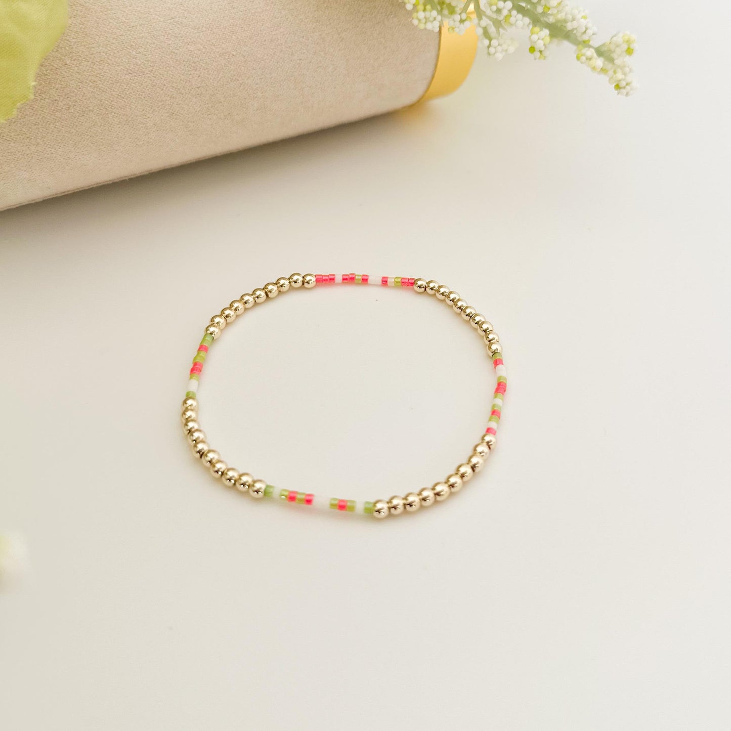 Blossom | 14k gold filled with neon pink and bracelet stack