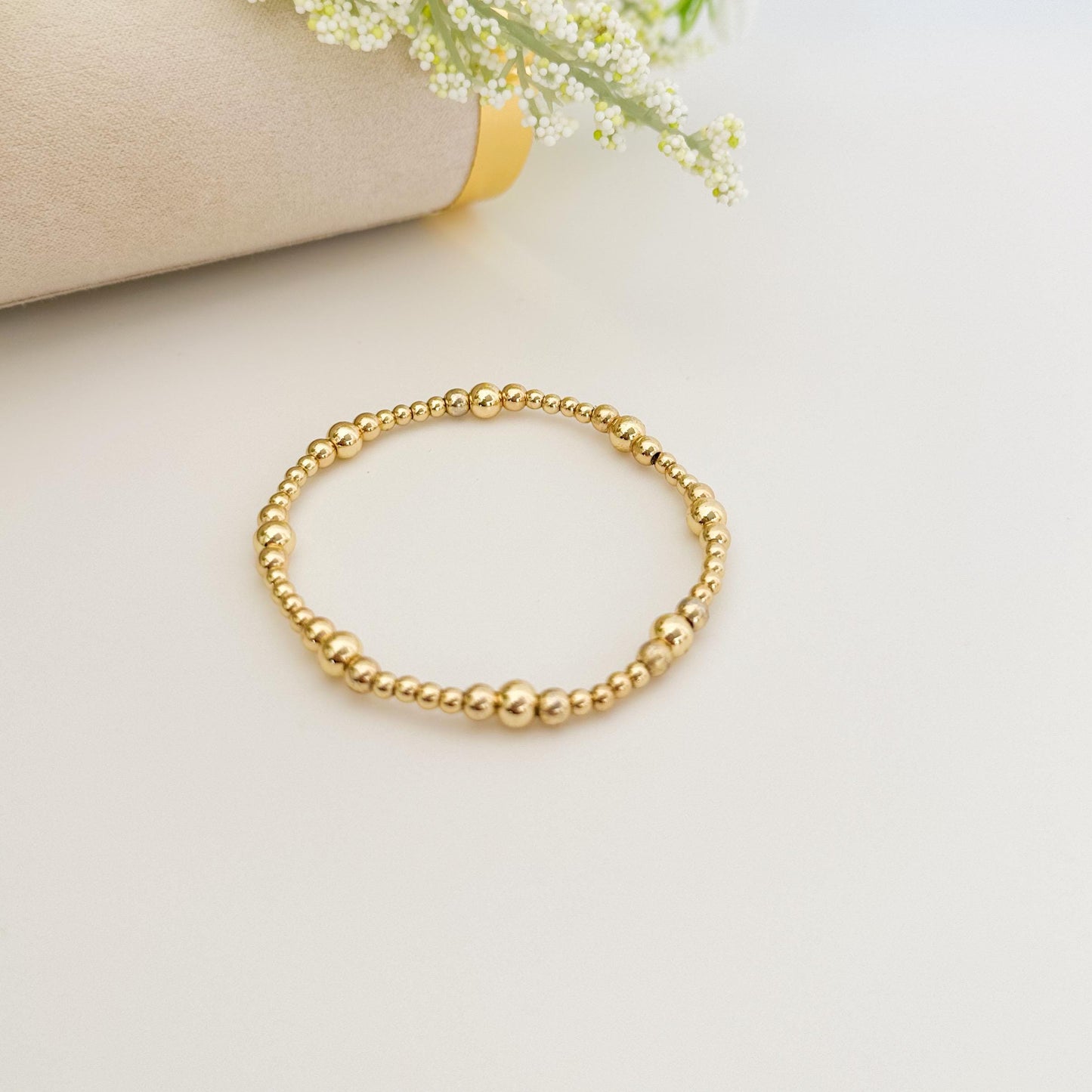Ocean breeze | 18k gold filled with blue and yellow bracelet stack | beaded stretch bracelet | tiny bead bracelet | seed bead | bracelet set
