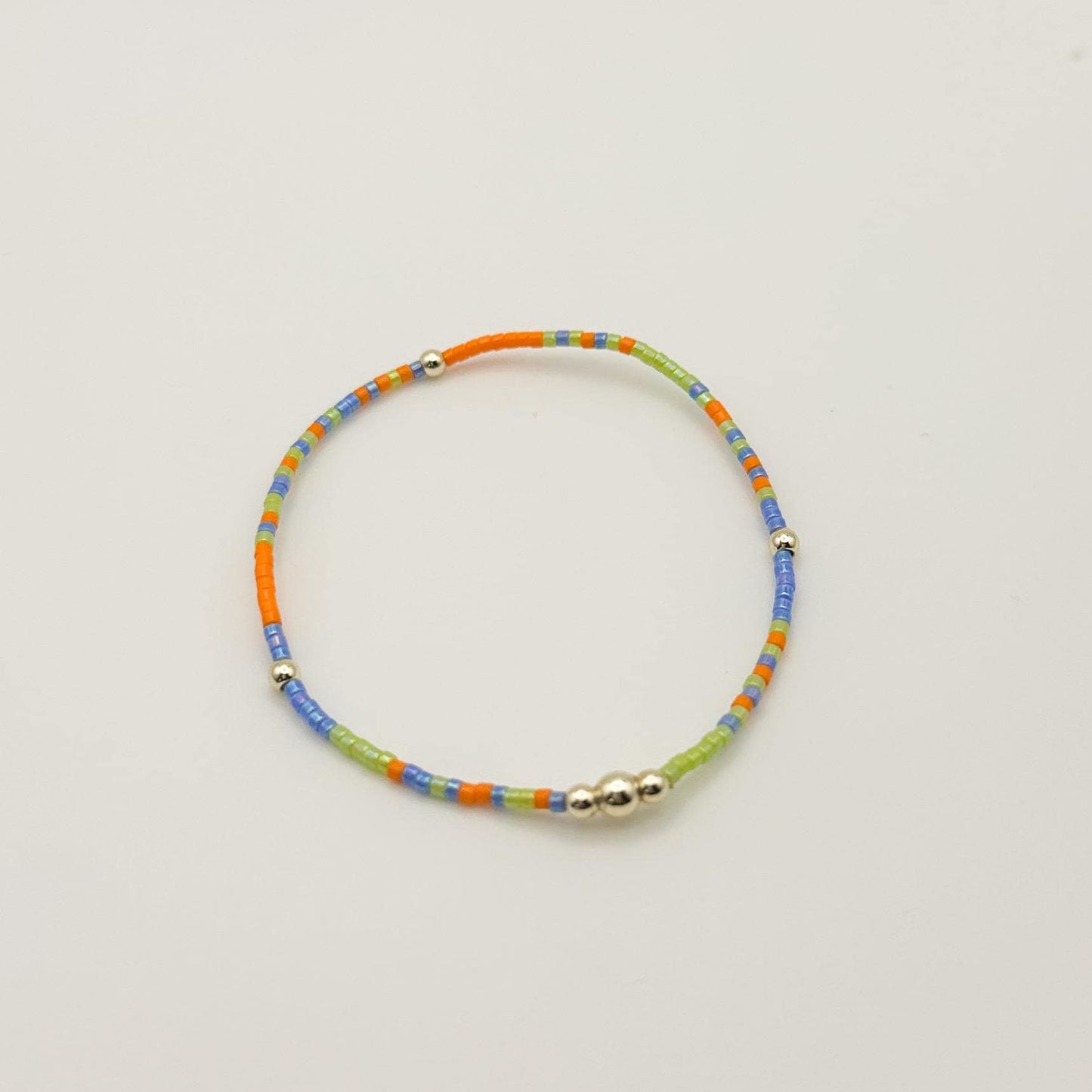 Vacay fun | 14k gold filled with green, blue and orange bracelet stack