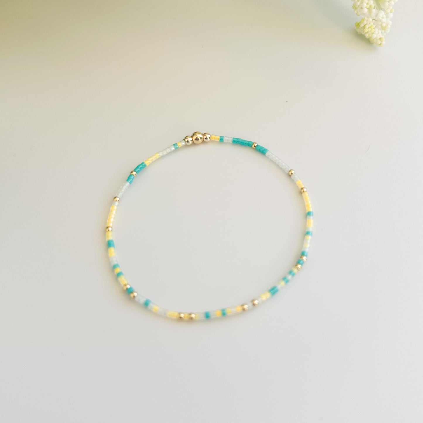 Beachy | 18k gold filled with teal and yellow  bracelet stack