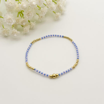 Cotton Candy | 18k gold filled with pink and indigo bracelet stack | beaded stretch bracelet | tiny bead bracelet | seed bead | gift set