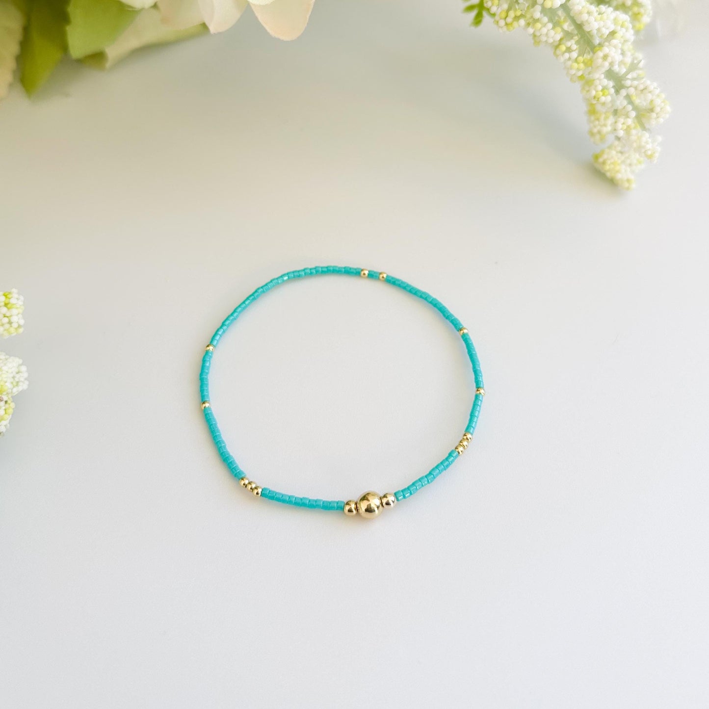Beachy | 18k gold filled with teal and yellow  bracelet stack