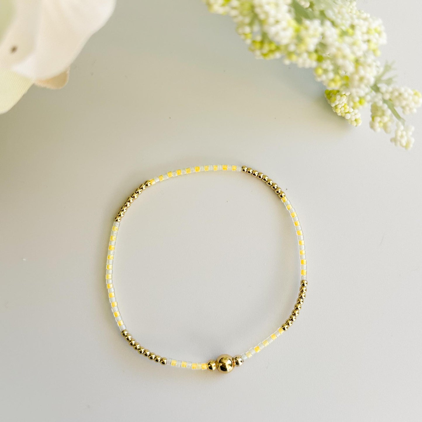 Beachy | 18k gold filled with teal and yellow  bracelet stack