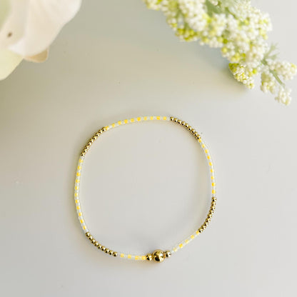 Beachy | 18k gold filled with teal and yellow  bracelet stack | beaded stretch bracelet | tiny bead bracelet | seed bead | bracelet set