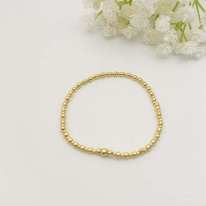 Colorful Mix 3 Piece Bracelet Stack | 18k Gold Filled with Poppy Red, Yellow and Teal Seed Beads| Tiny Bead Bracelet | Stretch bracelet Stack