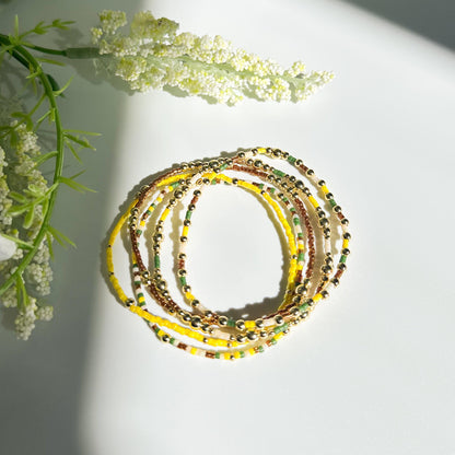 Nature-Inspired Stretch Bracelet (5-Piece Set)  for fall outfit earthy colors.