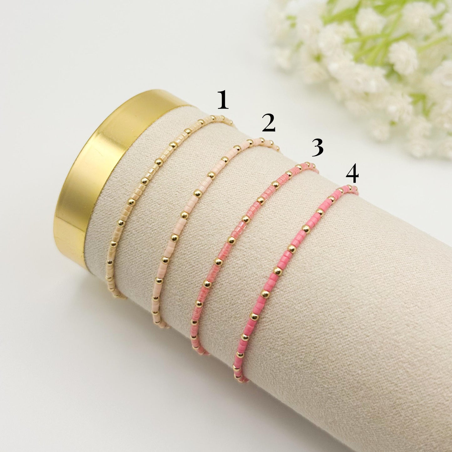 Summer seed bead stacking bracelet | 18k gold filled with colorful tiny beads