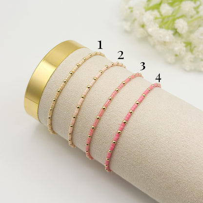 Summer seed bead stacking bracelet | 18k gold filled with colorful tiny beads | beaded stretch bracelet  | seed bead | stackable stretch