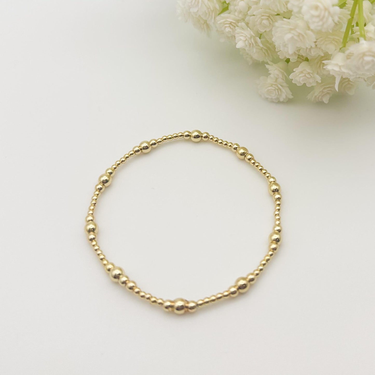 Blue and White 3 Piece Stack | 18k Gold Filled with Seed Bead Bracelet Stack | Tiny Bead Bracelet | Stretch Bracelets