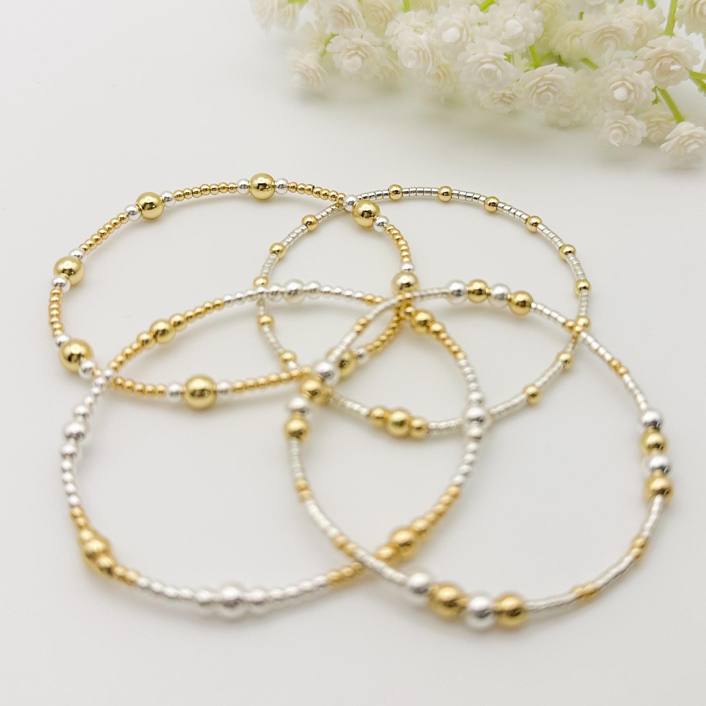 Mixed Metals | 18k gold filled with sterling silver and silver seed beads