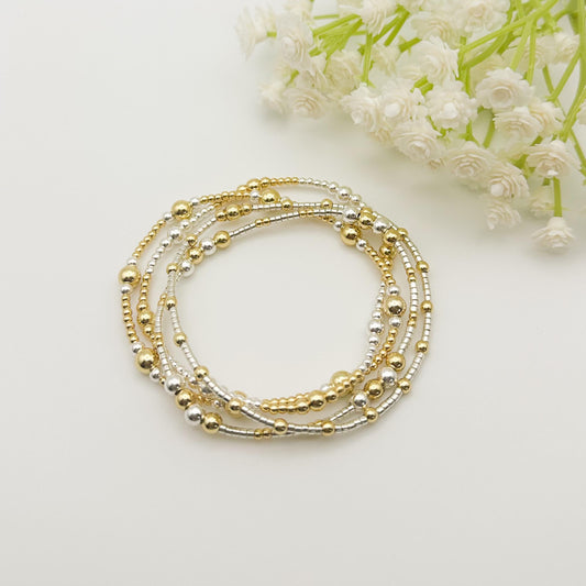 Mixed Metals | 18k gold filled with sterling silver and silver seed beads