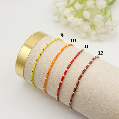 Summer seed bead stacking bracelet | 18k gold filled with colorful tiny beads | beaded stretch bracelet  | seed bead | stackable stretch