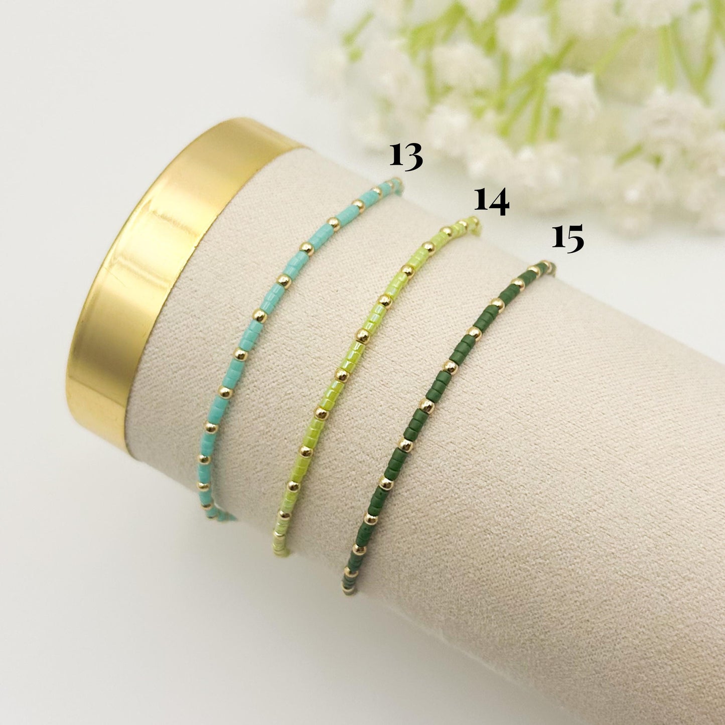 Summer seed bead stacking bracelet | 18k gold filled with colorful tiny beads