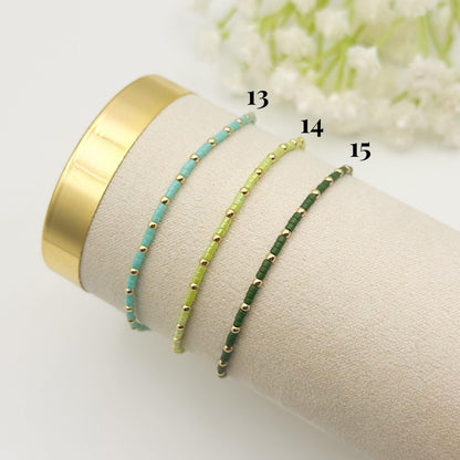 Summer seed bead stacking bracelet | 18k gold filled with colorful tiny beads | beaded stretch bracelet  | seed bead | stackable stretch