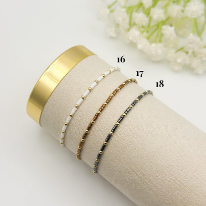 Summer seed bead stacking bracelet | 18k gold filled with colorful tiny beads | beaded stretch bracelet  | seed bead | stackable stretch
