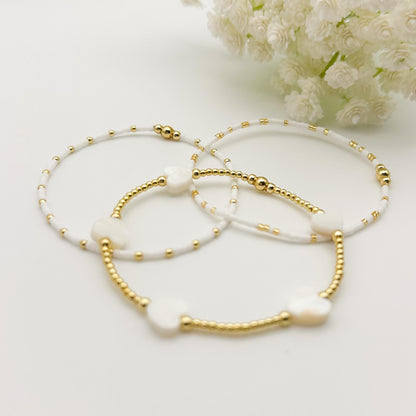 18k gold filled heart bracelet /gold filled beads/white heart/ bracelet stack/minimalist jewelry/ layered gold bracelet/aesthetic/gold stack