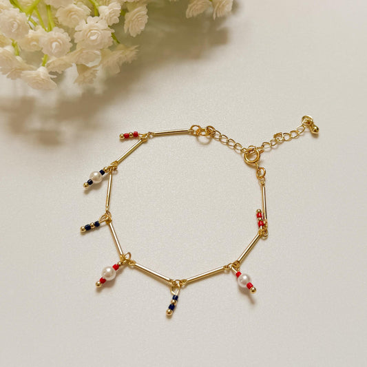 USA | 4th of July bracelets | Red, White and Blue bracelets | beaded bracelets | 18k gold filled | charm bracelet | patriotic bracelets