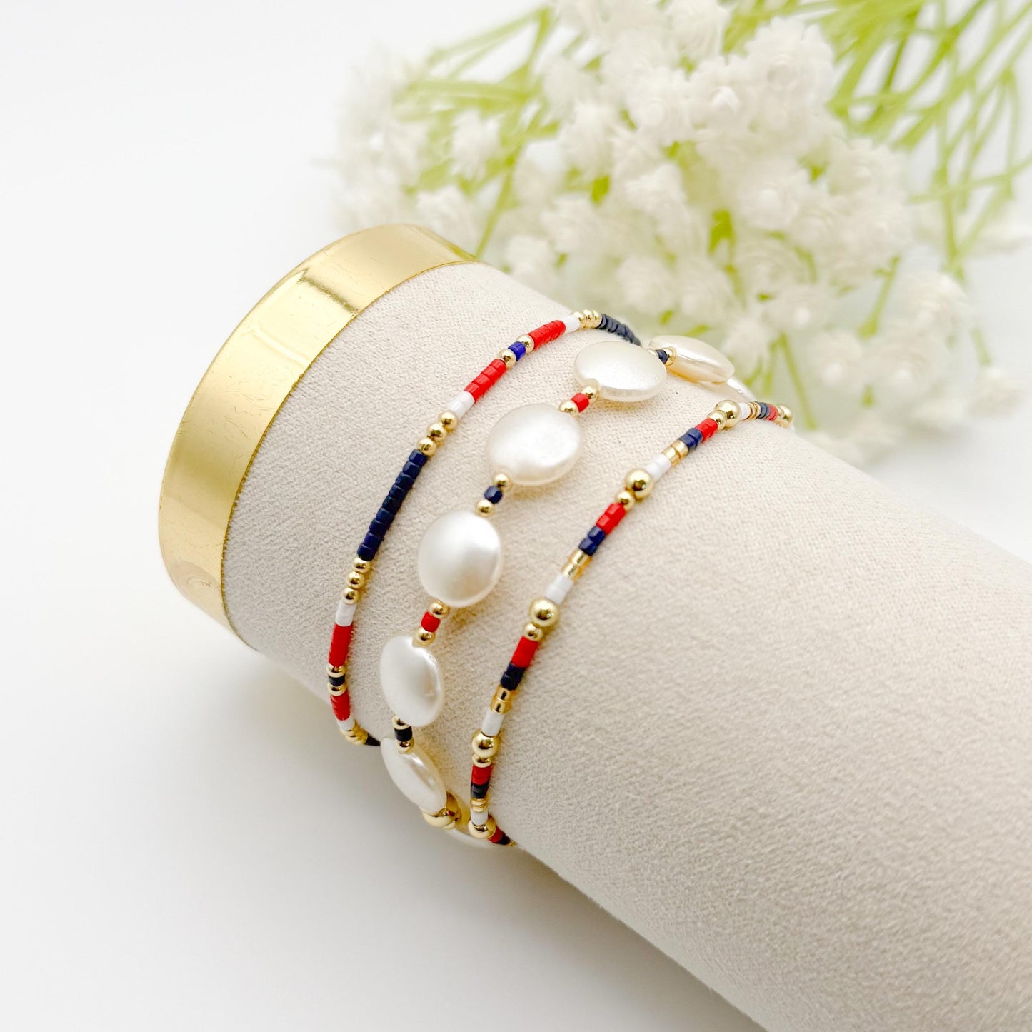 Red, White and Navy Blue bracelets