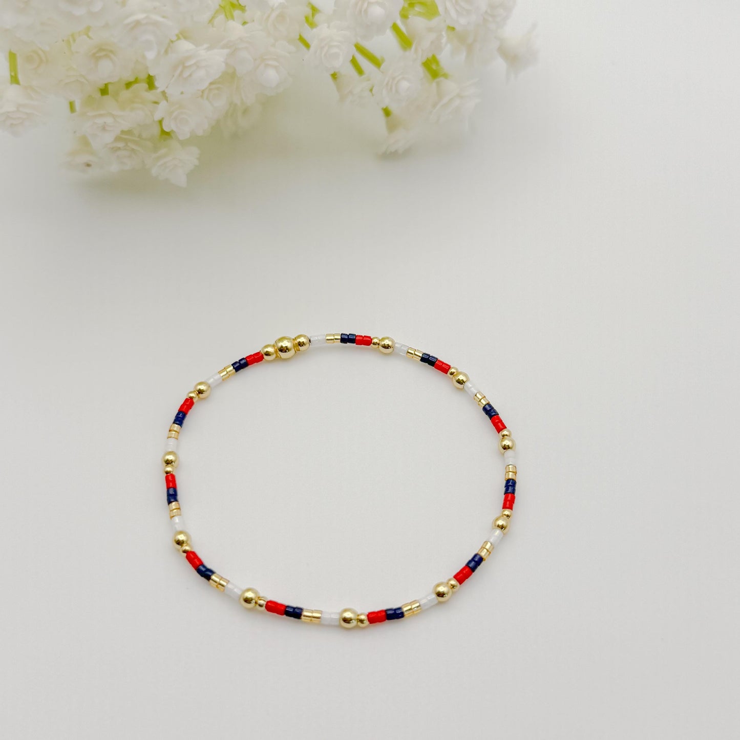 Red, White and Navy Blue bracelets