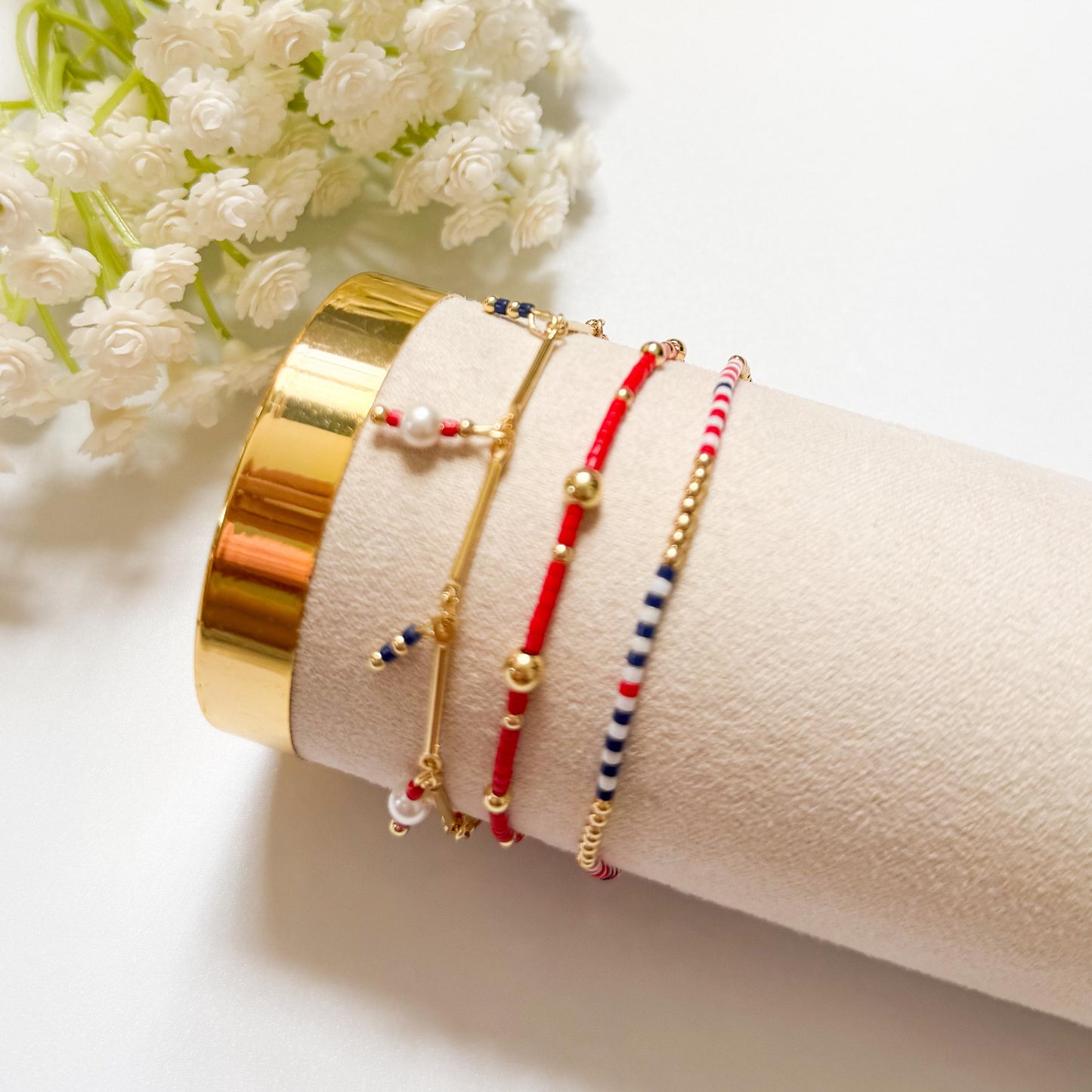 USA | 4th of July bracelets | Red, White and Blue bracelets | beaded bracelets | 18k gold filled | charm bracelet | patriotic bracelets