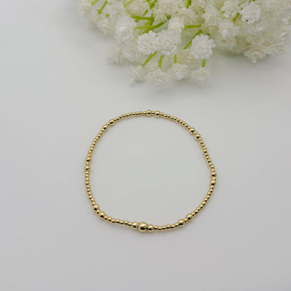 Teal Mix Seed Bead Bracelet Stack | 18k Gold Filled Stretch Bracelets | Tiny Bead Bracelets