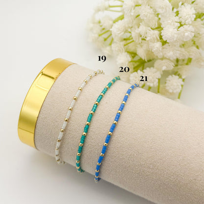 Summer seed bead stacking bracelet | 18k gold filled with colorful tiny beads | beaded stretch bracelet  | seed bead | stackable stretch
