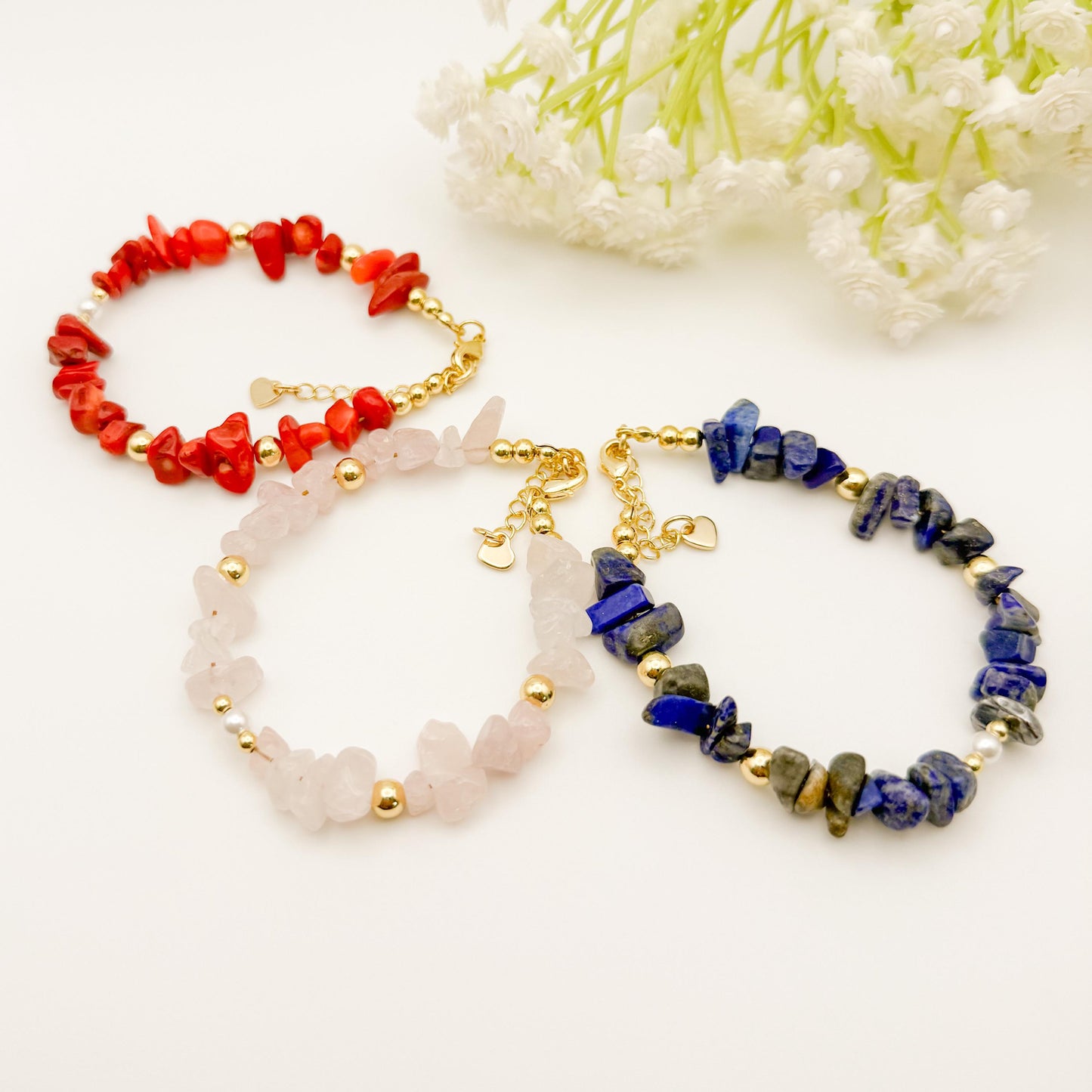 Chunky Rock Gemstone Bracelet | 18k gold filled Bracelet | Gold with Gemstone| Bead Bracelet |Clasp adjustable bracelet| stone beads